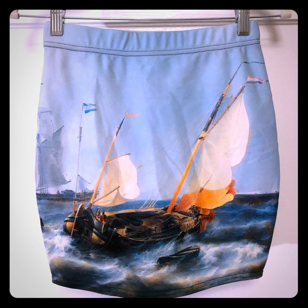 Blackmilk Sailing Boat Wifey Skirt Size XS Art